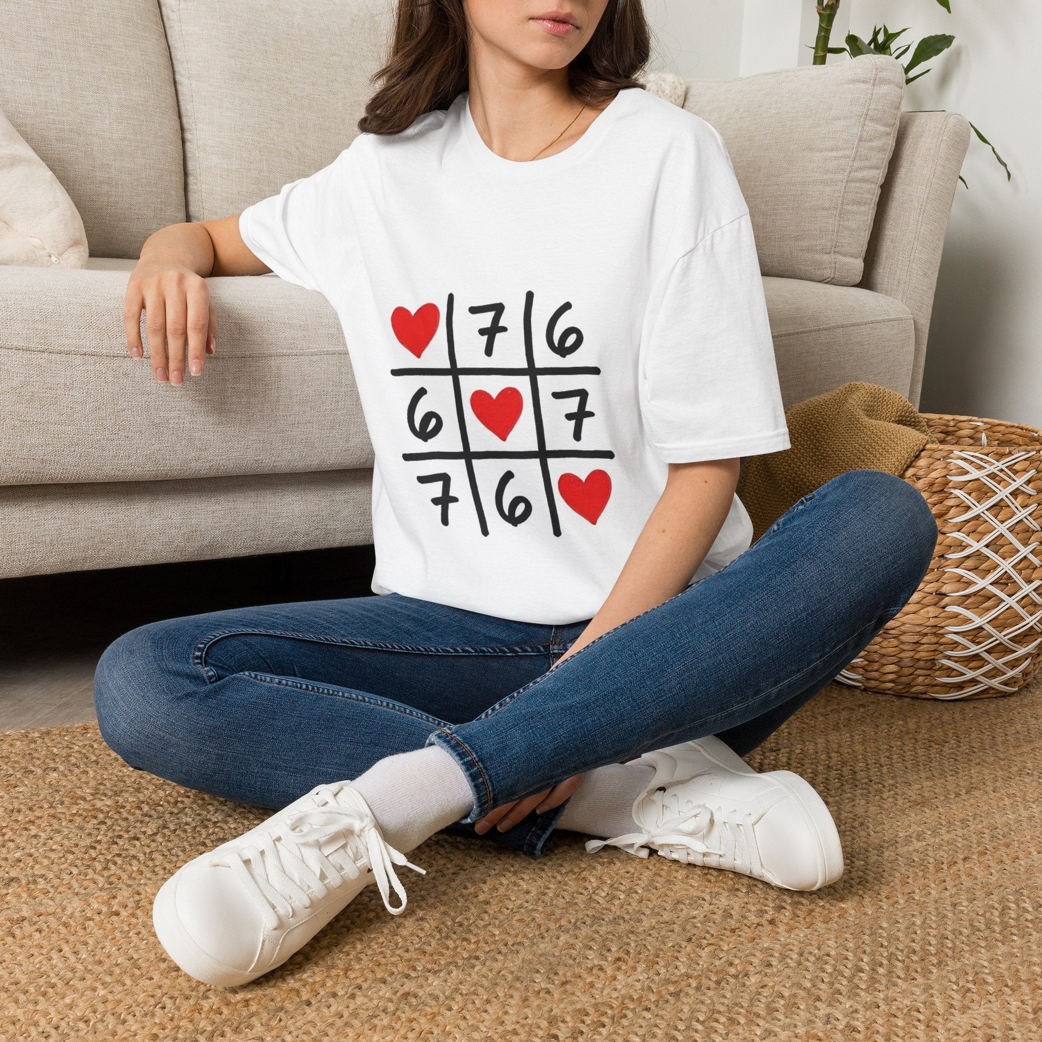 67 T-Shirt — Heart Tic-Tac-Toe Graphic