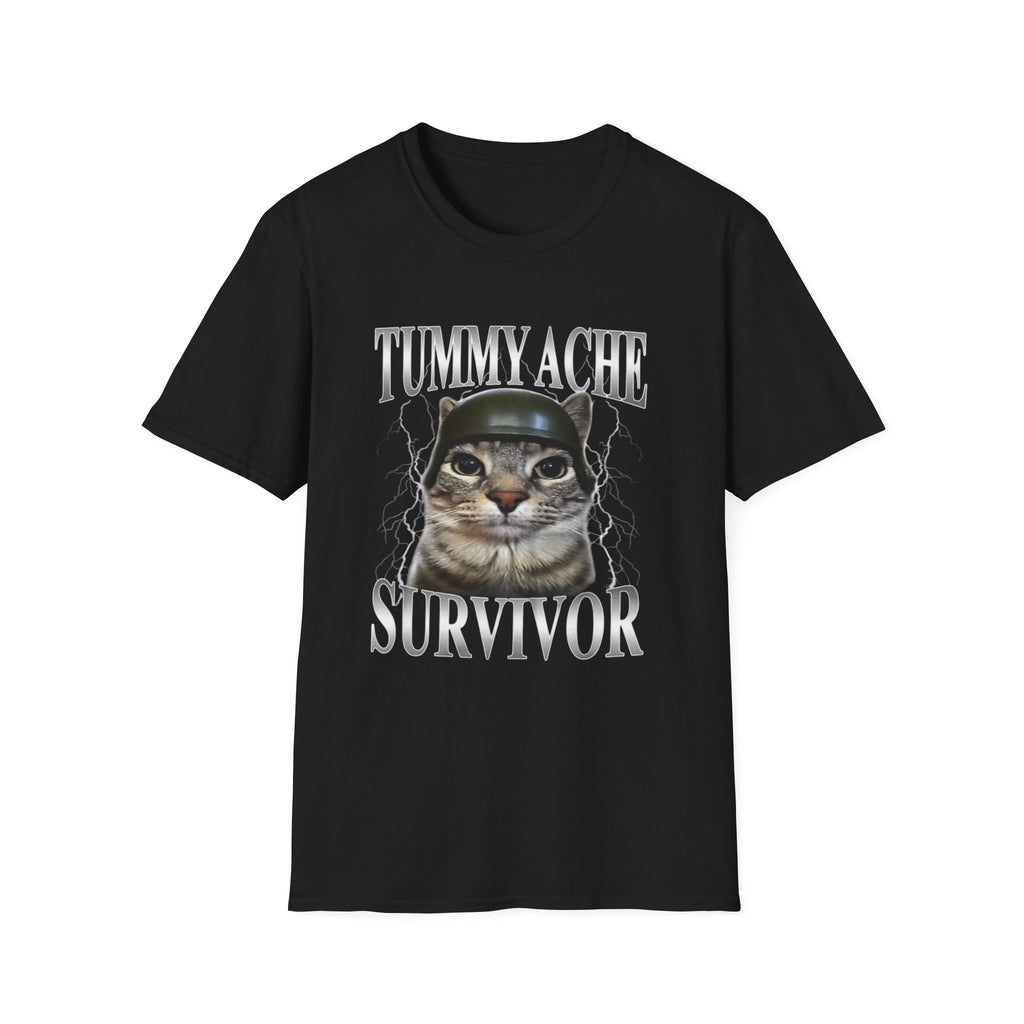 T-Shirt — "Tummy Ache Survivor" Cat Graphic Tee