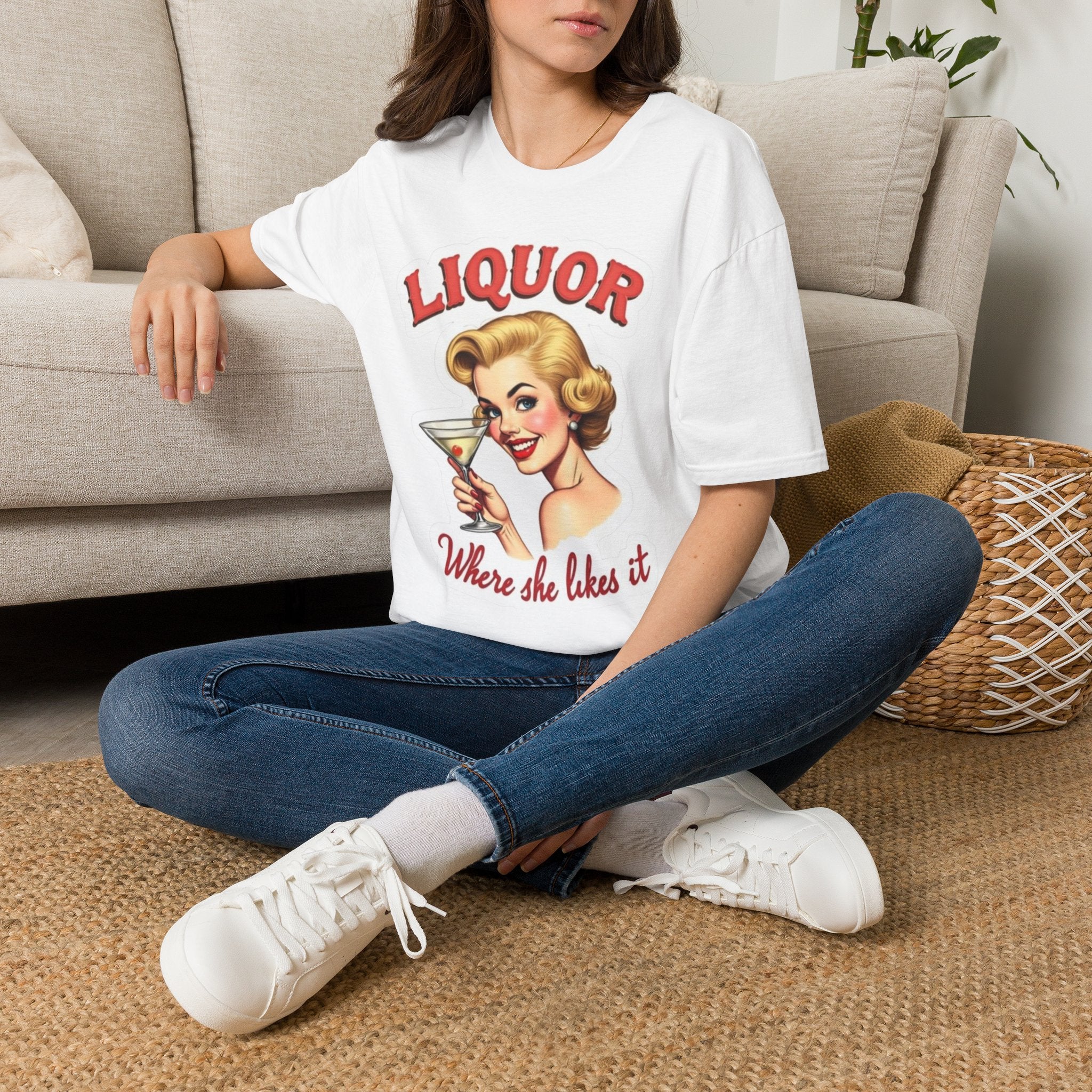 Liquor Where She Likes It Retro Pinup T-Shirt