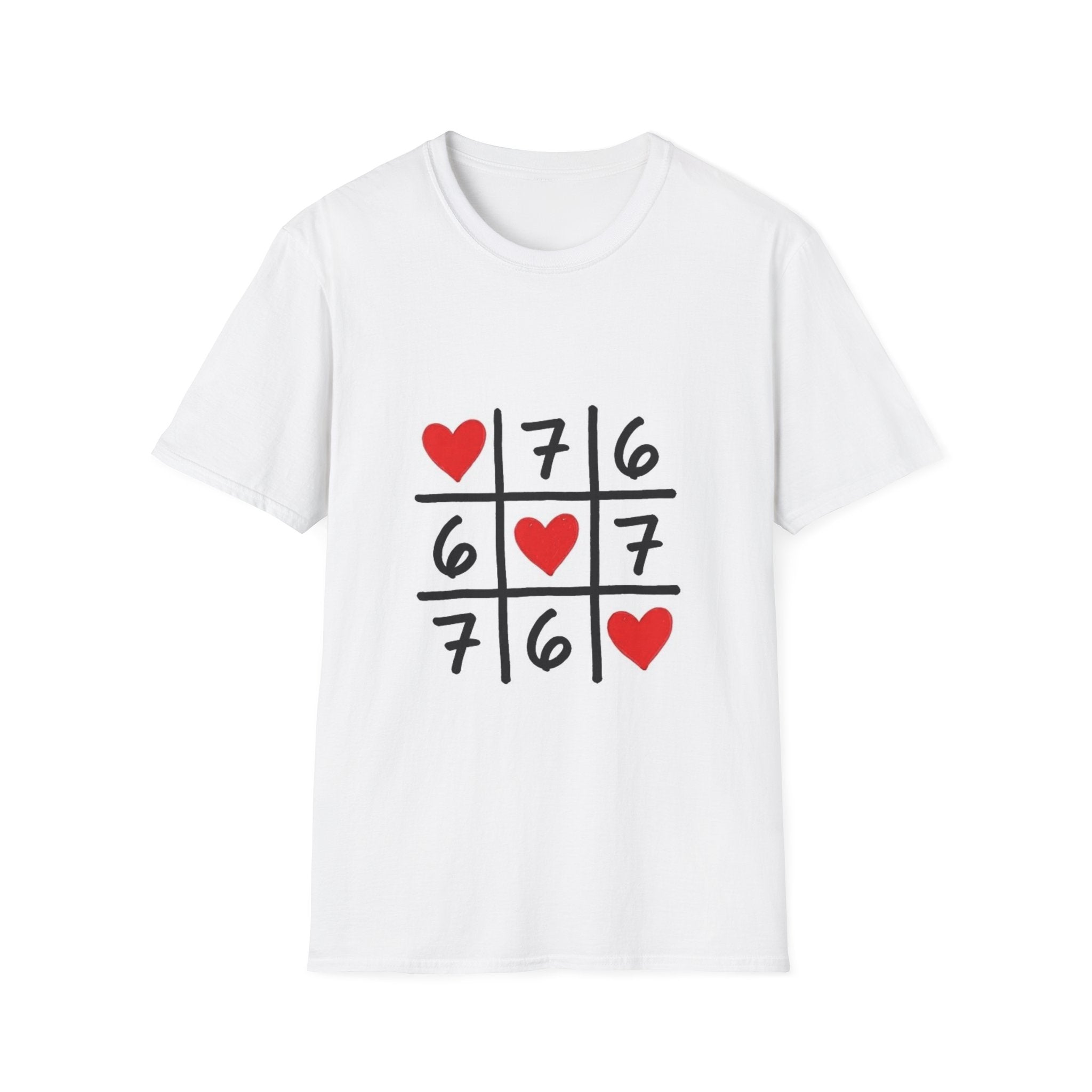 67 T-Shirt — Heart Tic-Tac-Toe Graphic