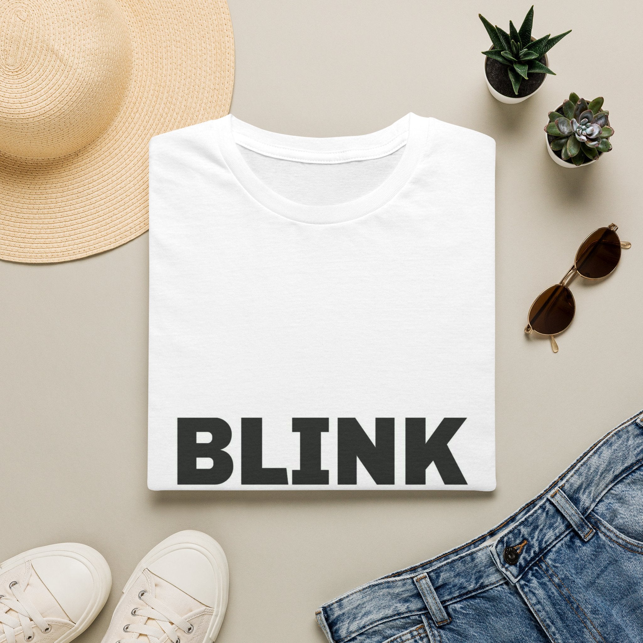 Blink T‑Shirt — Bold Text Graphic “BLINK If You Want Me” Casual Tee